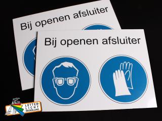  Dibond gebodsbord met opdruk oorbescherming en veiligheidshandschoenen verplicht